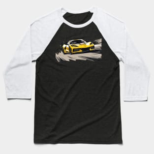 Accelerate Yellow Corvette C8 racecar on a race track Supercar Sports car Racing car Baseball T-Shirt